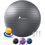 ROMIX Exercise Ball, 55cm 65cm 75cm Anti-burst Extra Thick Birthing Pregnancy Ball with Pump, Fitness Swiss Gym Yoga Ball for Labour Stability Pilates Balance Ball Workout Physical Therapy Home