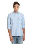 U.S. Polo Assn. Windowpane Check Oxford Casual Shirt (USSHT1430_Blue XXL)