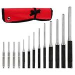 9 Pieces Roll Pin Punch Set and 4 Pieces Hollow End Starter Punch Tool Kit with Storage Pouch, for Automotive, Jewelers, Watchmakers Building, Engineers, Carpenters