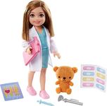 Barbie Doll & Playset with Brunette Chelsea Can Be Doctor Doll & Accessories Including Clipboard, Medical Tools & Bandage Stickers