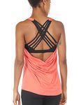 icyzone Women's Yoga Top with Built in Bra Workout Gym Shirt Sport Tank Tops (S, Fusion Coral)