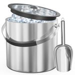 FiveHome Ice Bucket 2.2L with Lid and Scoop, Double Wall Insulated Stainless Steel Ice Bucket Wine Champagne Bucket for Cocktail Bar and Parties