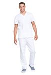 Cherokee Women's Unisex Top and Scrub Pant Set Medical, White, S