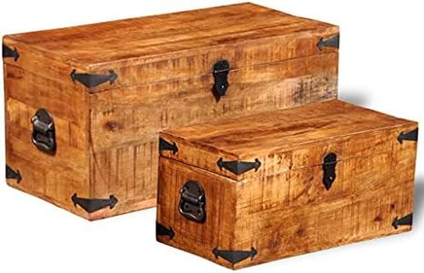 vidaXL Set of 2 Handmade Storage Chests in Rough Mango Wood