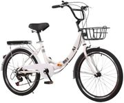 20" 22" 24" 26" Folding Bike - Adult with 7-Speed, High Carbon Steel Frame, Fold Up for City Commute, Foldable Rear Rack Front Basket