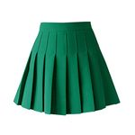 TONCHENGSD Women's High Waist Pleated Mini Skirt Skater Tennis Skirt, Dark Green, Medium