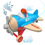 Toy Airplane for Kids, Toddler Planes Toys with Sound and Light, Mini Truck Toys for Introducing Aeronautical Knowledge, Vehicle Toys for 18 Months, 2 3 4 5 Years Old Boys Gift (Wooden + Plastic)