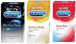 Durex Extended Pleasure (12s), Feel Thin (12s) And Excite Me (12s) Condoms- (Combo Of 3)