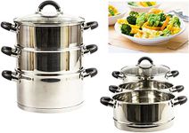 Royal Cuisine 3 Tier 24cm Steamer Set Food Vegetable Steam Pot Set Glass Lid New