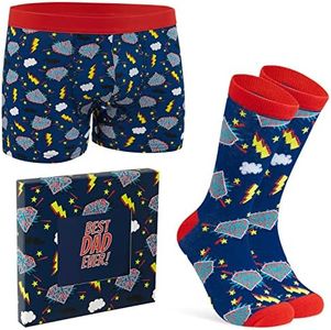 CityComfort Calzini Uomo Divertenti e Boxer Uomo Cofanetto Regalo Calze Divertenti Uomo Birra Pizza Gaming e Boxer Simpatici Uomo S-3XL Regalo Zio Amico Festa del papà Natale Befana (Blu/Rosso, L)