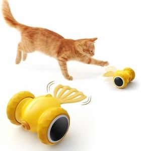 FEELNEEDY Interactive Cat Toys, Goldfish Automatic Cat Toy Interactive with LED Light for Indoor All Breed Cat, Self Moving Electric Cat Toy USB-C Rechargeable (Yellow)