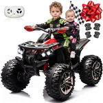 JOYRACER 24V 2 Seater Kids ATV 4 Wheeler, 4x4 Ride on Toys w/800W Engines, 9AH Battery Powered Electric Vehicle w/LED Light, MP3, USB, Spring Suspension, Kids Quad for Girls, Red