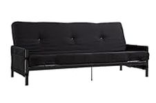 DHP Fairview Metal Storage Futon Frame with 6” Full Size Futon Mattress, Black