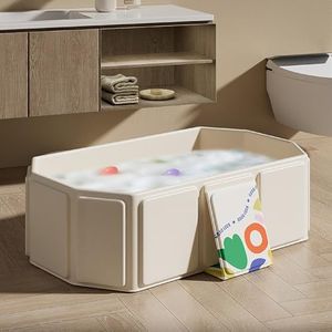 Xoxomeg Foldable Kids Bathtub Baby Bathtub, Portable Baby Tub, Quick Pop Up Non Inflatable Bathtub Space-Saving, Durable Baby Tubs for 0~8 Years Old Infants and Toddler (White)