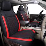 INCH EMPIRE Seat Cover Full Set Fit for RAM 1500 2500 3500 2012-2021 with Curved Back Bench Synthetic Leather Water-Proof 2012, 2013, 2014, 2015, 2016,2017, 2018, 2019, 2020, 2021(Black&Red)