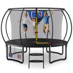 MERACH Trampoline 10ft/12ft/14ft/16ft, Outdoor Large Trampolines with Safety Net & Basket Ball, Max Load 330lb Rebounder Trampoline for Adults Family