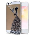 iPhone 5S Case,iPhone SE Case,iPhone 5 Case,ikasus Ultra Thin Soft TPU Art Painted Soft Silicone Rubber Bumper Case,Crystal Clear Soft Silicone Case for iPhone 5S 5 SE,Black Butterfly Dresses Girl