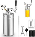 Dbgogo 128oz Mini Keg Growler Tap System, Stainless Steel Mini Keg with 0-60 PSI Mini Co2 Regulator & Self-Closing Beer Faucet, Portable Mini Kegerator for Home to Keep Craft Beer Carbonated and Fresh