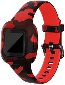 RuenTech intended for Garmin Vivofit jr 3 Bands, Replacement Silicone Wristband Camouflage Watch Straps intended for Kid's Vivofit jr. 3 Fitness Tracker (Camo-Red)