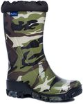 MufFluo Kids Boys Girls Wellington Boots Rainy Snow Wellies Fluo - Silver ions Ag+ (10-11 UK / 29-30 EU - 185mm, Camouflage)