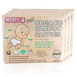 Beaming Baby Organic Bamboo Eco Nappies Size 4 (9-15 kg / 23-34 lb) - 96 Biodegradable Diapers (4 Packs x 24) Monthly Pack. Hypoallergenic, Recyclable Paper Packaging