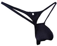 JJPOUCH Mens G-strings Thong Bulge Pouch Bikini Underwear Nylon (L/XL, Black)