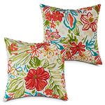 Greendale Home Fashions Outdoor 17-inch Square Throw Pillow, Set of 2, Garden Floral