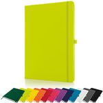 Savvy Bee Premium A4 Notebook New Lined Hardback Journal with Pen Loop,196 Page, Elastic Closure and Ribbon Marker Notepad Note Book Notes Pad (Lime)