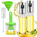 Dailytreasures 2 Pack Oil Spray Bottle, High Borosilicate Glass Oil Sprayer with Oil Brush Bottle, Silicone Funnel, Cleaning Brush - Portable Oil Sprayer for Cooking, Kitchen Oil Sprayer (100ml)