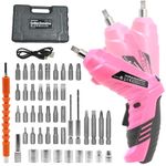 MQFORU Cordless Screwdriver, 47 in 1 Portable Cordless Drills, 3.6V Rechargeable Electric Screwdriver Kit, Dual Position Handle with USB Cable LED Light for Home Office DIY Tools