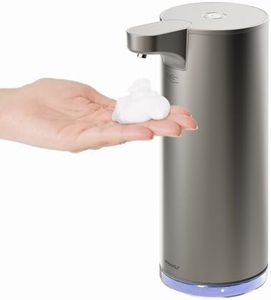 mooas Automatic Foaming Soap Dispenser - Stainless Steel, Touchless, Rechargeable, Hands Free, 9.4oz (Silver)