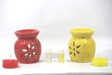 homedecor anurudh Ceremic il Diffuser, Oil Burner Aroma Diffuser Set of 2 Clay Burner (Multi Color)