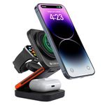 ZEBRONICS MAGBOOST 3 in 1 Foldable MagSafe Compatible Wireless Charging Pad, 15 Watts, Fast Charge, Included Type C Cable, for Smartphones | Earbuds | Smartwatches