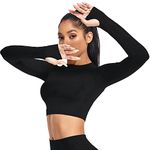 Yaavii Women Seamless Knitting Long Sleeve Yoga Gym Crop Top Fitness Workout Running Outfits Shirts with Thumb Hole