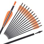 Carbon Crossbow Bolts 20 Inch Hunting Archery Arrows with 4" Vanes Replaced Arrowhead Tip (Pack of 12)