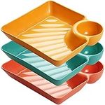 Orrdiffi Chip and Dip Bowl Nacho Tray Dip Dishes Reusable Party Serving Trays and Platters Chip and Dip Platter Tray, 18 cm, 3 Pieces