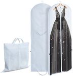 TONIFUL White 72" Wedding Dress Bag Bridal Wedding Gown Dress Garment Bag with Carry Handle Travel Garment Bag for Dresses Long Dress Bags for Long Dress Gowns Long Prom