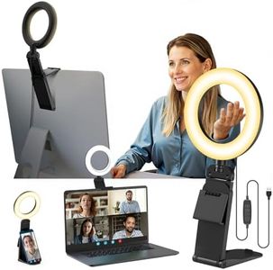 Evershop Ring Light Laptop Desk Video Calls Lamp, 5" Light Ring Stand Led Lights for Webcam Computer Monitor Phone, Selfie Flash 360° Rotatable RingLight for Video Conference/Zoom/Streaming/Youtube
