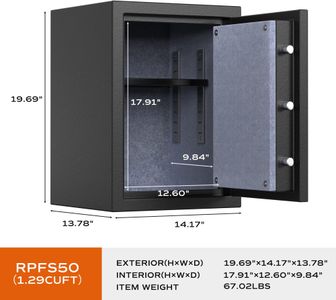 RPNB 60L Biometric Fireproof Safe – Gray Security Lock Box