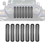 HDmirrorR 1997-2006 Wrangler TJ 7Pcs Matte Black Mesh Grill Inserts Grille Guard