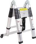 SogesGame 16.5 FT Aluminum Telescoping Extension Ladders Extendable Telescoping Ladder with Spring Loaded Locking Mechanism Non-Slip Ribbing 330 Pound Capacity EN 131 Standard KS-MS-UP500D