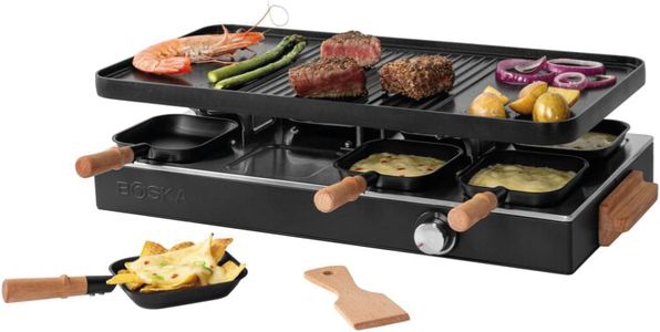 BOSKA Raclette Grill Set – 8-Person Tabletop Cheese Melter