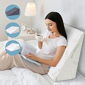 STARRY EUCALYPT Wedge Pillow Cool Gel Bedding Reading Pillow Memory Foam Triangle Cushion with Bamboo Fabric Cover for Back, Sleeping and Leg Support Acid Reflux Maternity Pillow