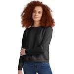 Hanes Women's V-Notch Pullover Fleece Sweatshirt, Ebony, Small