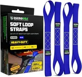 Rhino USA Soft Loop Tie Down Straps (4-Pack) - 1.6 Inch x 17 Inch (5,000 lbs Break Strength) Heavy Duty Motorcycle Straps for use with Ratchet Straps - Handlebar Straps for ATV, UTV, Dirt Bike (Blue)