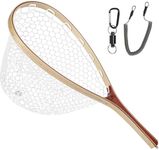 Kylebooker Fly Fishing Landing Net Wooden Frame Trout Fishing Net Soft Rubber Mesh for Catch and Release