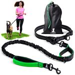 SparklyPets Hands-Free Dog Leash for Medium and Large Dogs – Professional Harness with Reflective Stitches for Training, Walking, Jogging and Running Your Pet (Green, for 1 Dog)