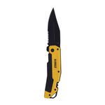 DEWALT DWHT0-10313 Premium Folding Pocket Knife, Slim Lightweight Aluminium Handle, Tether Loop, Integrated Wire Stripper,Ideal for Home, Camping & Outdoor Activity (Yellow & Black)