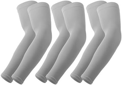 3 Pairs UV Sun Protection Arm Sleeves for Men Women, Compression Cooling Sun Sleeves - Sports - Workouts - Tattoo Cover(Grey)