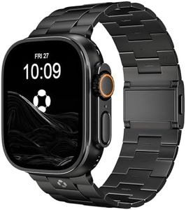 FiNESTONE Titanium Band for Apple Watch ULTRA & ULTRA 2 - Adjustable Apple Watch ULTRA Band 49mm - Magnetic Clasp and DLC Coating - Pure-Titanium, Lightweight, Black